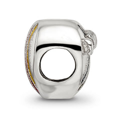 Sterling Silver 925 Kids Heart Bead with Colorful Enamel Accent