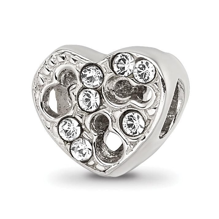 Sterling Silver Reflections Kids Cut-out Heart & Preciosa Crystal Bead