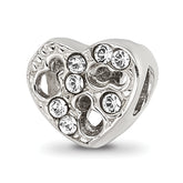 Sterling Silver Reflections Kids Cut-out Heart & Preciosa Crystal Bead