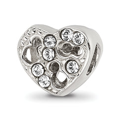 Sterling Silver Reflections Kids Cut-out Heart & Preciosa Crystal Bead