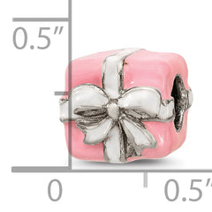 Sterling Silver 925 Pink & White Enameled Present Bead Gift-Ready Elegant Charm
