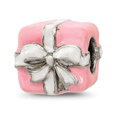 Sterling Silver Reflections Pink & White Enameled Present Bead