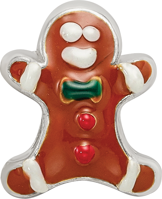 Sterling Silver Reflections Enameled Gingerbread Man Bead