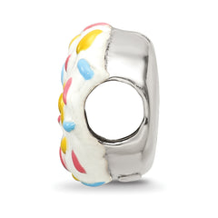 Sterling Silver 925 Enameled Donut Bead with Sprinkles Elegant Themed Charm
