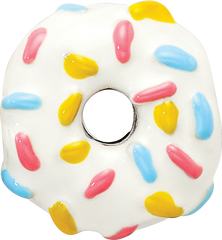 Sterling Silver 925 Enameled Donut Bead with Sprinkles Elegant Themed Charm