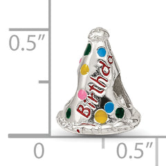 Sterling Silver 925 Happy Birthday Hat Bead with Enameled Accents