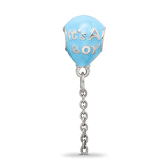 Sterling Silver 925 Enameled It's a Boy Balloon Dangle Bead Elegant Gift