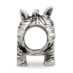 Sterling Silver 925 Enameled Zebra Bead with Bold Animal Print Design