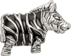 Sterling Silver 925 Enameled Zebra Bead with Bold Animal Print Design