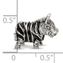 Sterling Silver 925 Enameled Zebra Bead with Bold Animal Print Design