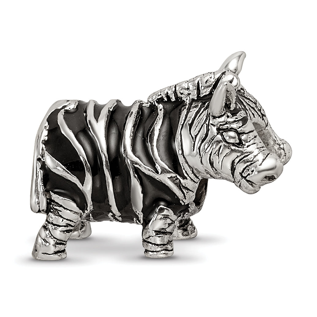 Sterling Silver Reflections Enameled Zebra Bead