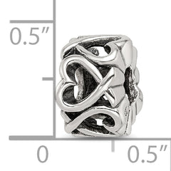 Sterling Silver 925 Hearts Bead Elegant Solid Casted Design by Sophia Jewelers