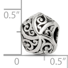 Sterling Silver 925 Fancy Bali Bead with Flowers & Vines Design