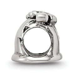 Sterling Silver 925 Antiqued Bell Bead with CZ Accent