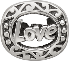 Sterling Silver 925 Love Bead with Solid Casted Design