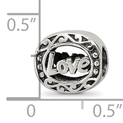 Sterling Silver 925 Love Bead with Solid Casted Design