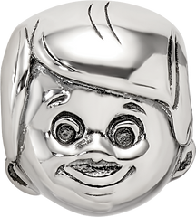 Sterling Silver 925 Little Boy's Head Bead Casted Solid Themed Jewelry by Sophia