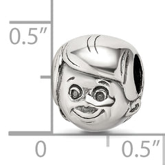 Sterling Silver 925 Little Boy's Head Bead Casted Solid Themed Jewelry by Sophia