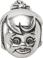 Sterling Silver 925 Themed Bead with Little Girl Design Cast Solid Charm