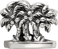Sterling Silver 925 Palm Tree Bead with Solid Cast Design