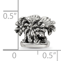 Sterling Silver 925 Palm Tree Bead with Solid Cast Design