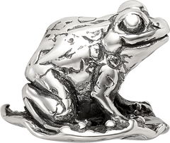 Sterling Silver 925 Frog on Lily Pad Bead Handcrafted Themed Jewelry