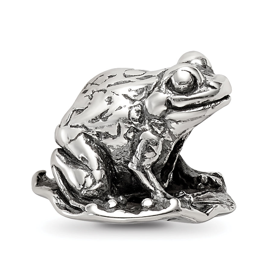 Sterling Silver Reflections Frog on Lily Pad Bead