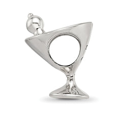 Sterling Silver 925 Martini Bead with Solid Casted Design