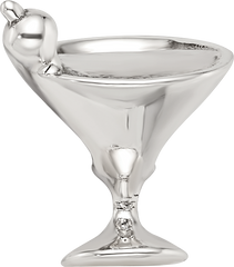 Sterling Silver 925 Martini Bead with Solid Casted Design