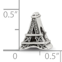 Sterling Silver 925 Eiffel Tower Bead Solid Casted Elegant Themed Charm
