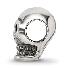Sterling Silver 925 Antiqued Skull Bead with Solid Cast Design