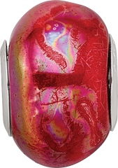 Sterling Silver 925 Ceramic Bead with Orange Pink Gradient Elegant Finish