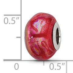 Sterling Silver 925 Ceramic Bead with Orange Pink Gradient Elegant Finish