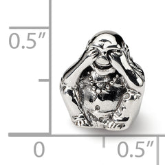 Sterling Silver 925 Buddha Bead with Antiqued Finish Themed, Solid Design