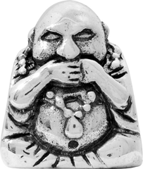 Sterling Silver 925 Antiqued Buddha Bead with Speak No Evil Design