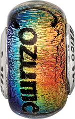 Sterling Silver 925 Cozumel Orange Dichroic Glass Bead Elegant Artisan Design