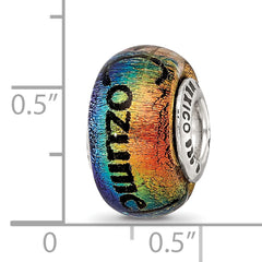 Sterling Silver 925 Cozumel Orange Dichroic Glass Bead Elegant Artisan Design