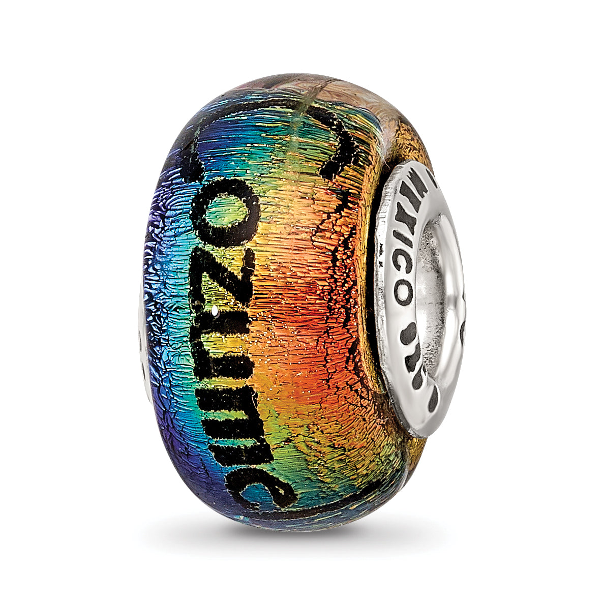 Sterling Silver Reflections Cozumel Orange Dichroic Glass Bead