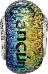 Sterling Silver 925 Glass Bead with Cancun Orange Dichroic Accent