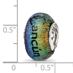 Sterling Silver 925 Glass Bead with Cancun Orange Dichroic Accent