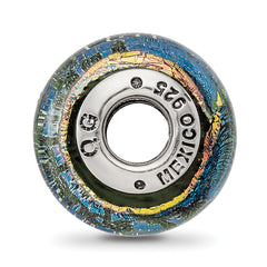 Sterling Silver 925 Orange Dichroic Glass Bead with Elegant Island Vibes