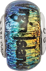 Sterling Silver 925 Orange Dichroic Glass Bead with Elegant Island Vibes