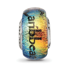 Sterling Silver 925 Caribbean Orange Dichroic Glass Bead Elegant Jewelry Bead