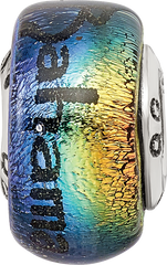 Sterling Silver Bahama Orange Dichroic Glass Bead 925 Elegant Artisan Design