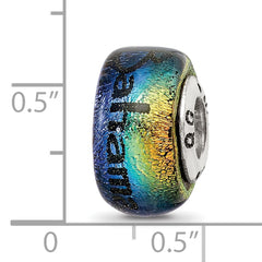 Sterling Silver Bahama Orange Dichroic Glass Bead 925 Elegant Artisan Design