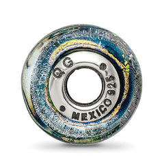 Sterling Silver 925 Dichroic Glass Bead with Vibrant Jamaica Orange Design