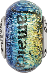 Sterling Silver 925 Dichroic Glass Bead with Vibrant Jamaica Orange Design