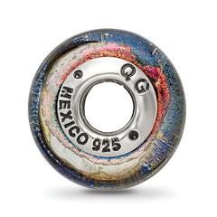 Sterling Silver 925 Hawaiian Orange Dichroic Glass Bead Elegant Artisan Design