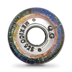 **Sterling Silver 925 Dichroic Glass Bead with Vibrant Orange Sunset Design**