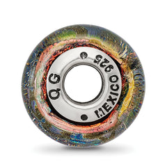 Sterling Silver 925 Dichroic Glass Bead with Elegant White Finish for Versatile Jewelry